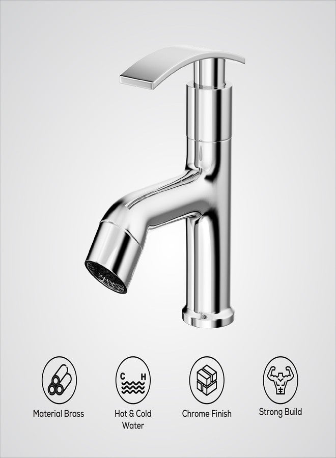 GLOXY Delight Chrome Finish Deck Mount Brass Short Pillar Tap Cock Faucet Tap for Bathroom Washbasins & Kitchen Sinks - 10 Years Warrenty - Image 4